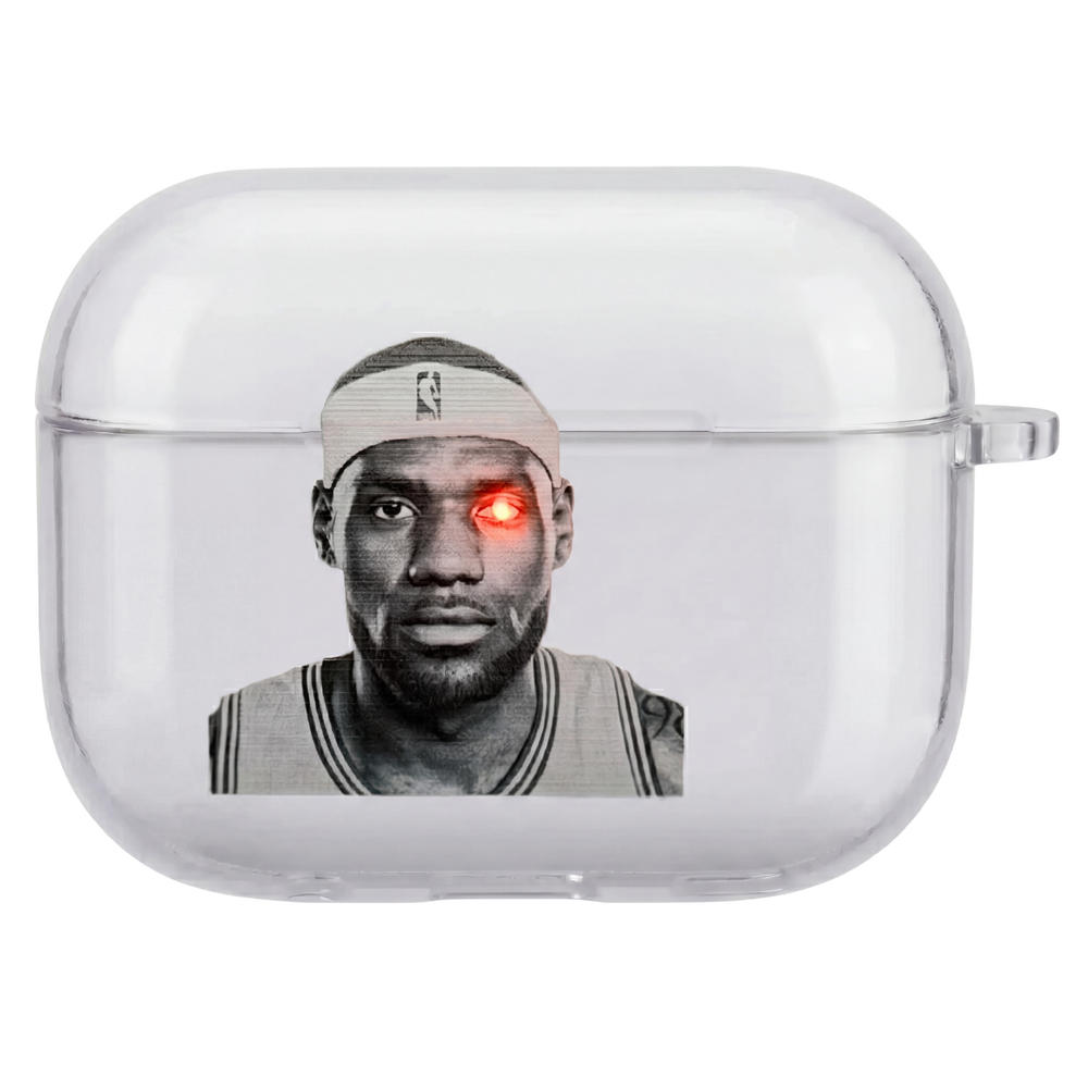 LeBron James clear AirPods case with charging indicator visible